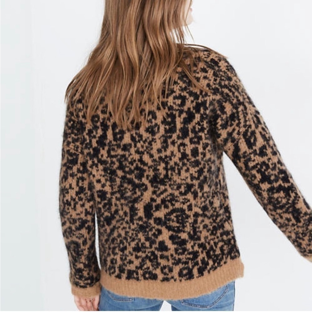 NWT Madewell Crewneck Pullover Sweater Leopard XS - Picture 3 of 7